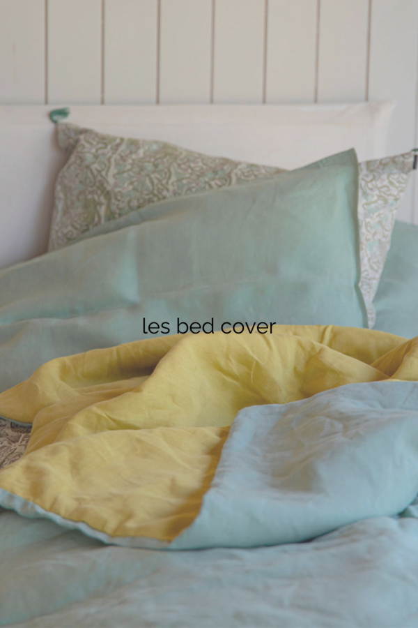 set bed cover pur lin BORGO delle TOVAGLIE + 2 housses de coussin